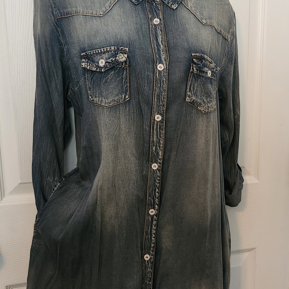 Vanilla Bay Blue Denim Shirt Dress